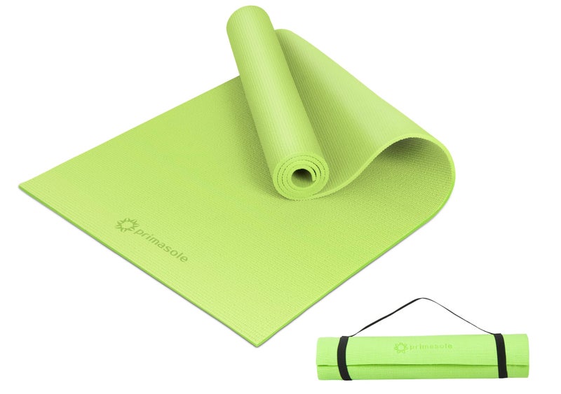 Primasole Yoga Mat with Carry Strap for Yoga Pilates Fitness and Floor Workout at Home and Gym 1/4 thick (Lime Green Color) PSS91NH004A - Image 1